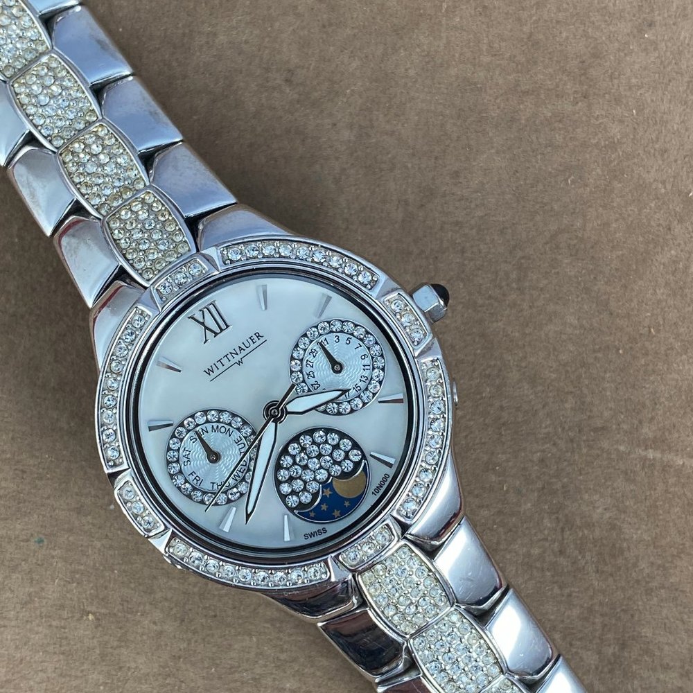 SOLD Wittnauer Crystal Moonphase Chronograph, Swiss Made, Roman Numerals - Picture 4 of 8